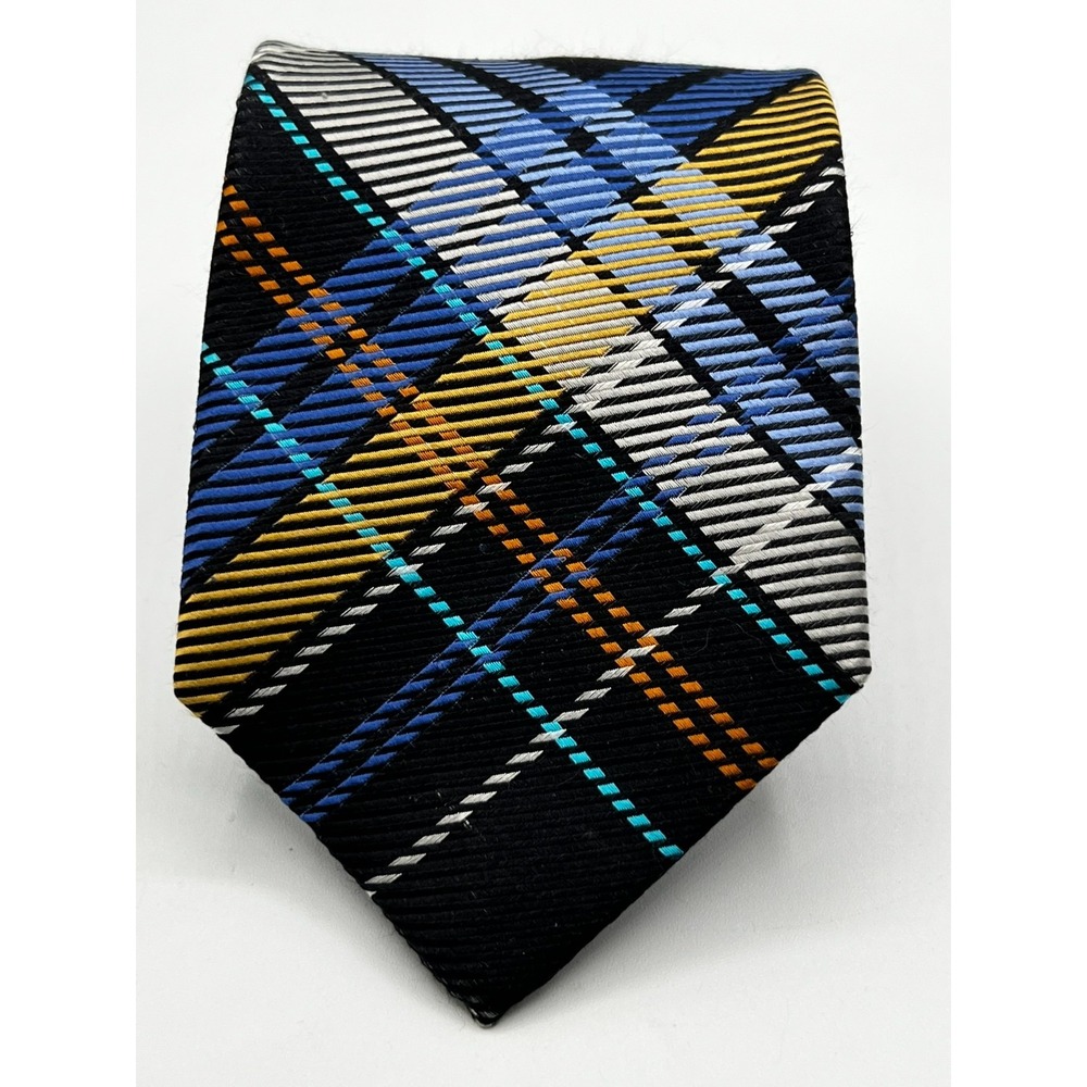 PRONTO UOMO Men's 100% Silk Skinny Necktie Designer Plaid W:3.5" L"60" - Picture 1 of 7